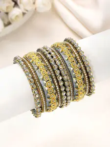 Peora Set Of 10 Gold-Plated Kundan Studded Chuda Bangles
