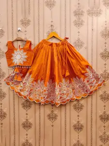 BAESD Girls Embroidered Thread Work Ready to Wear Art Silk Lehenga & Choli