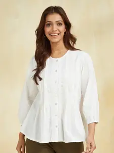 Fabindia Women Self Design  Embroidered Cotton Top