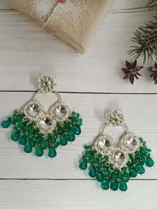 Anouk Gold-Plated Artificial Stones Studded & Beaded Contemporary Chandbalis