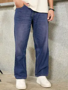 WROGN Men Comfort Wide Leg Mid-Rise Light Fade Pure Cotton Jeans