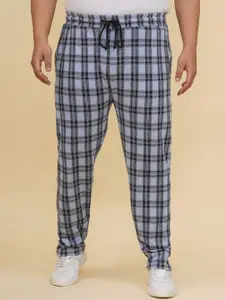 John Pride Plus Size Men Checked Cotton Mid Rise TrackPants