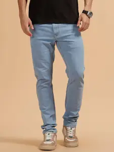 WROGN Men Comfort Slim Fit Mid-Rise Low Distress Light Fade Jeans