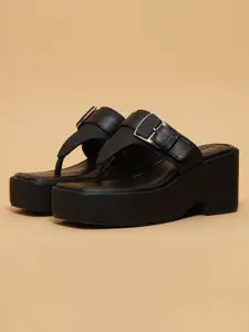 ERIDANI Women Embellished Wedge Sandals with Buckles