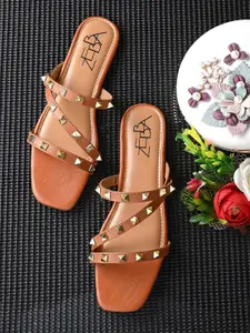 Zebba Women Printed Open Toe Flats