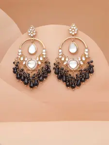 DIVASTRI Gold-Plated Artificial Stones Studded And Beaded Floral Chandbalis