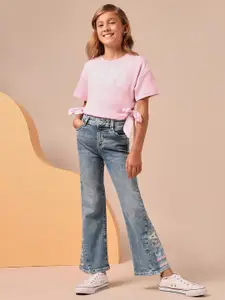 U.S. Polo Assn. Kids Girls Bootcut Mid-Rise Light Fade Jeans