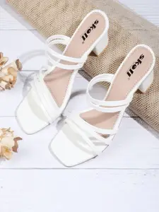 SKOLL Women White Straps Block Sandals