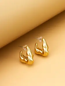 aadita  Gold-Plated Contemporary Shaped Half Hoop Earrings