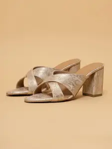 ERIDANI Women Textured Block Heels Sandals