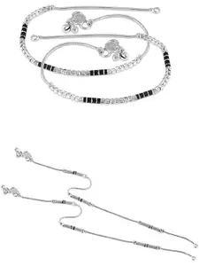 Heer Collection Set Of 2 Silver-Plated Anklet