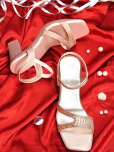 Froh Feet Embellished Open Toe Party Block Sandals