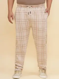 John Pride Plus Size Men Checked Cotton Mid Rise Track Pants