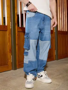 WROGN Men Comfort Wide Leg Mid-Rise Low Distress Light Fade Jeans