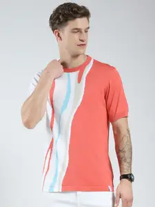 Monte Carlo Men Colourblocked Round Neck Cotton T-shirt