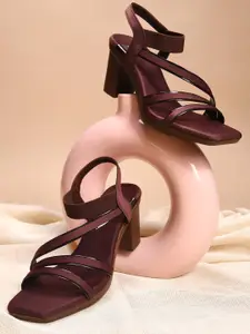 Froh Feet Women Two Strap Open Toe Block Heels With Backstrap