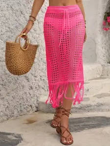 StyleCast Self Design Crochet A-Line Midi Skirt