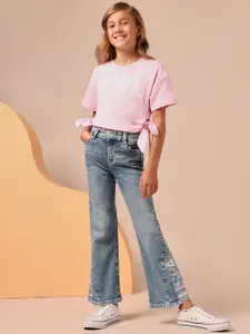 U.S. Polo Assn. Kids Girls Bootcut Mid-Rise Light Fade Jeans