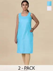 myplusfashion Pack of 2 Cotton Non Padded Long Slip