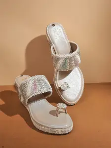 V-WALK Women Embroidered Wedge Synthetic Leather Regular Heel Sandals