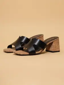 ERIDANI Women Open Back Block Heels Sandals