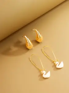 aadita Set Of 2 Gold-Plated Teardrop Shaped Half Hoop Earrings