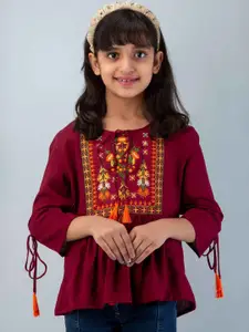 DMP FASHION Girls Tie-Up Neck Blouson Top