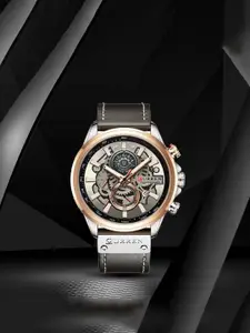 Curren Men Brass Dial & Leather Straps Analogue Watch CR-8380-Grey