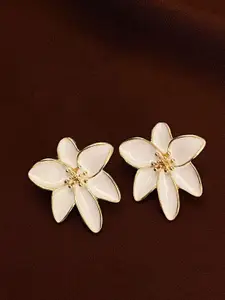 KRENOZ Gold Plated Enamelled Floral Shaped Studs