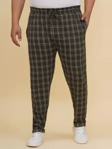 John Pride Plus Size Men Checked Cotton Mid Rise Track Pants