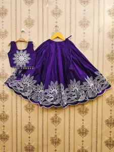 BAESD Girls Embroidered Thread Work Ready to Wear Art Silk Lehenga & Choli