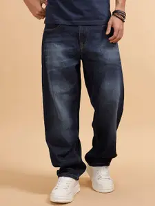 WROGN Men Comfort Wide Leg Mid-Rise Clean Look Light Fade Non Stretchable Jeans