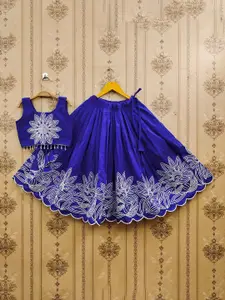 BAESD Girls Embroidered Thread Work Ready to Wear Art Silk Lehenga & Choli