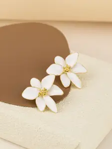 VAGHBHATT Gold-Plated Artificial Beads Beaded Floral Shaped Studs