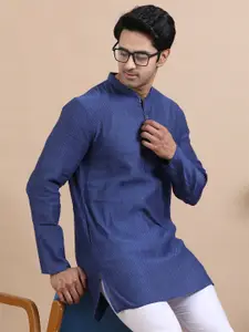 TATTVA Geometric Printed Mandarin Collar Cotton Straight Kurta