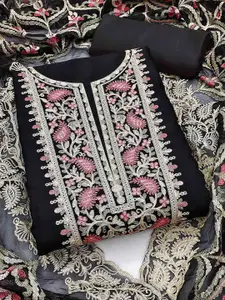 Peachmode Floral Embroidered Georgette Unstitched Dress Material