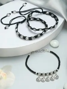 Jazz and Sizzle Set Of 3 Silver-Plated Artificial Beads Anklet