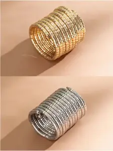 NVR Women Gold & Silver Plated Viral Spiral Combo Bangles