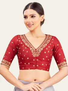 Studio Shringaar Embroidered V-Neck Saree Blouse