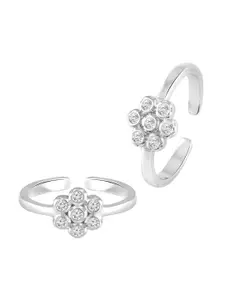 Peora Rhodium-Plated Toe Rings