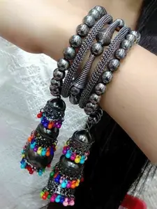 Sangria Oxidized Beaded Bangle