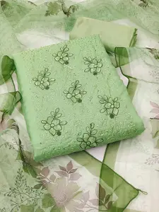 Peachmode Floral Embroidered Sequinned Organza Unstitched Dress Material