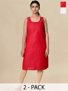 myplusfashion Pack of 2 Cotton Non Padded Long Slip