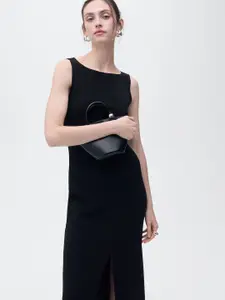 MANGO Front Slit Sheath Midi Dress