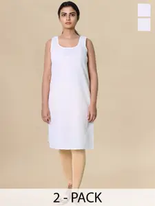 myplusfashion Pack of 2 Cotton Non Padded Long Slip
