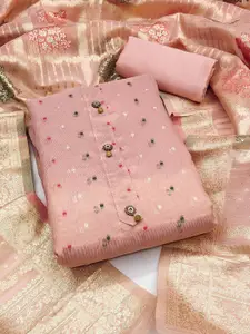 Peachmode Floral Woven Design Banarasi Silk Unstitched Dress Material