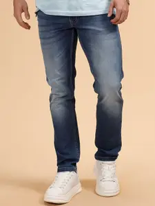 WROGN Men Comfort Slim Fit Mid-Rise Low Distress Heavy Fade Jeans