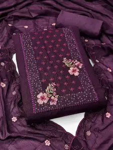 Peachmode Floral Embroidered Sequinned Georgette Unstitched Dress Material