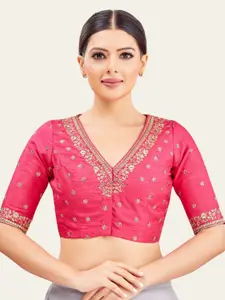 Studio Shringaar Embroidered V-Neck Saree Blouse