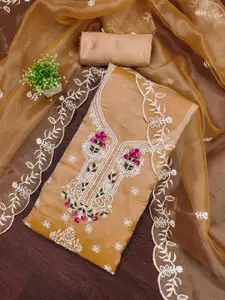 Panzora Floral Embroidered Organza Unstitched Dress Material